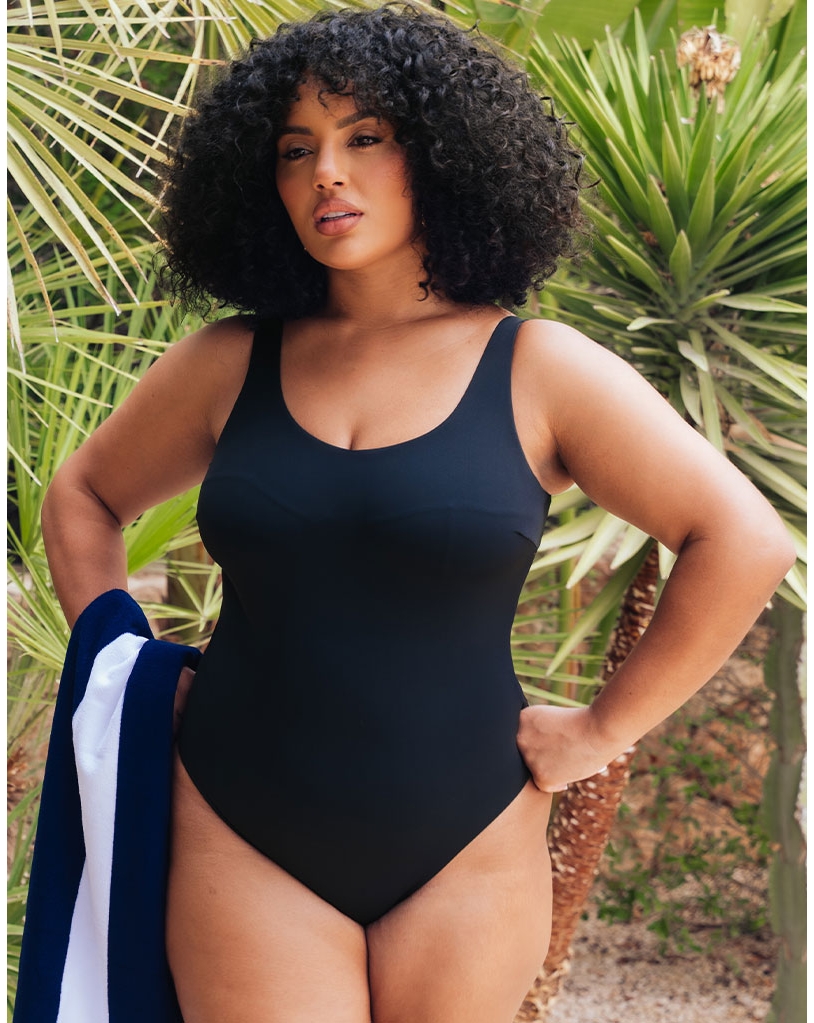 Curvy Kate Women's Black Deep Dive Non Wired Swimsuit 34J/Jj